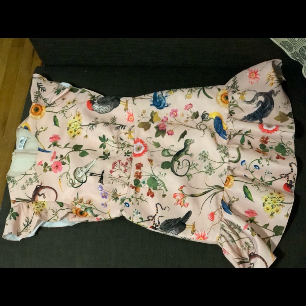 Red Valentino riples and bird dress